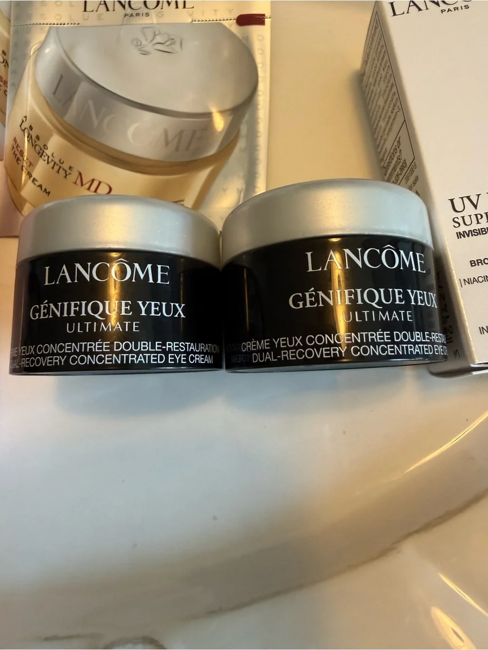 Lancome Skincare Lot Creme Mousse Tonique Genifique SPF50 7 Pc New